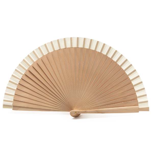 Abanico de boda con varillas de madera y tela